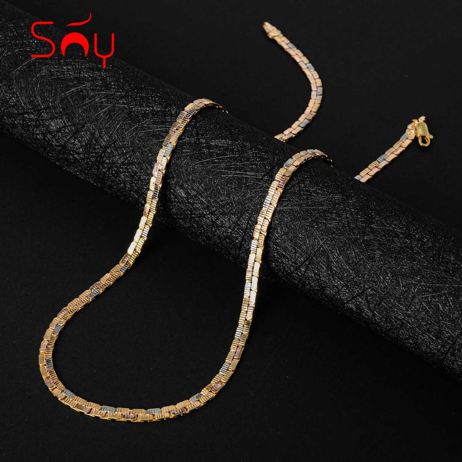 Sunny Jewelry Fashion New Copper Necklace Chains Three Color Italy Gold Tone Women Man High Quality Classic Trendy Daily Wear