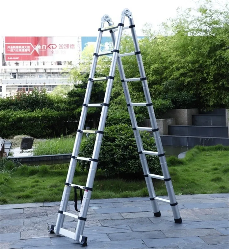 

High Quality Thickening Aluminium Alloy Herringbone Ladder Portable Household 9+9 Steps Telescopic Ladders (2.65M+2.65M)