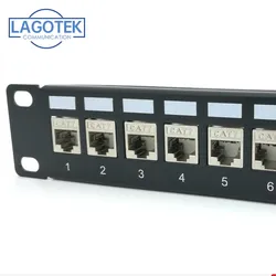 Cat7 Cat6A Patch Panel Modular - 24 Ports - 1U - Screen - For Keystone Modules - 19 Inch Rack - Black (+ 24pcs RJ45 Assembly)