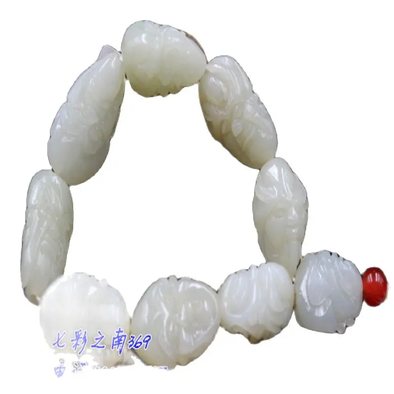 Natural Hotan Jade Sheep Fat White Jade Seed Material Raw Stone Lohan Beads Jade Head Strings