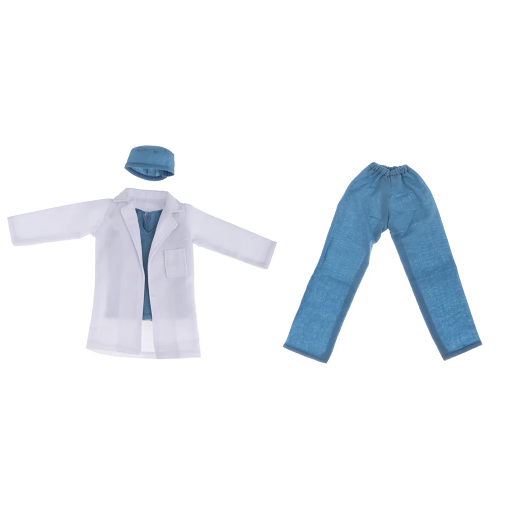 1/6 Male Dolls Dress Up Accessories Doctor Suit Work Gowns Uniform Lab Coat for Action Figure, Kids Birthday Gifts