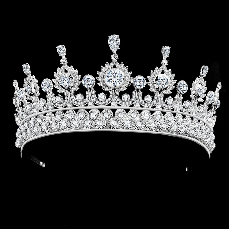 

Floralbride Alloy Rhinestones Crystal Cubic Zircon Bridal Tiara Crown Wedding Hair Accessories Princess Women Girls Hair Jewelry