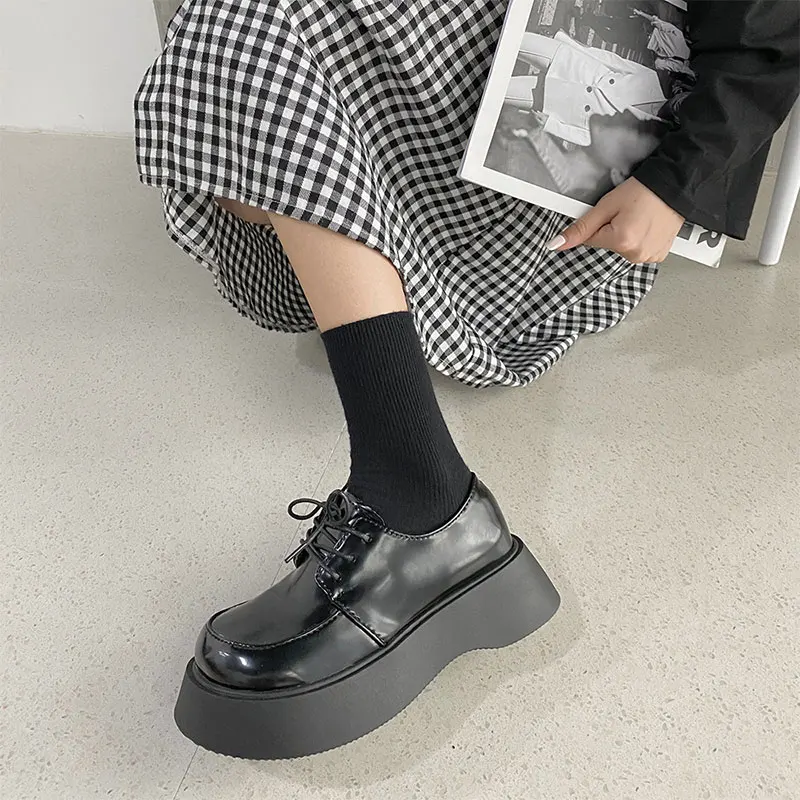 Women Flat Pumps Platform Mary Jane Derby Loafers Ladies Zapatos Shoes Female Round Toe Harajuku Vintage Girl Lolita Footwear