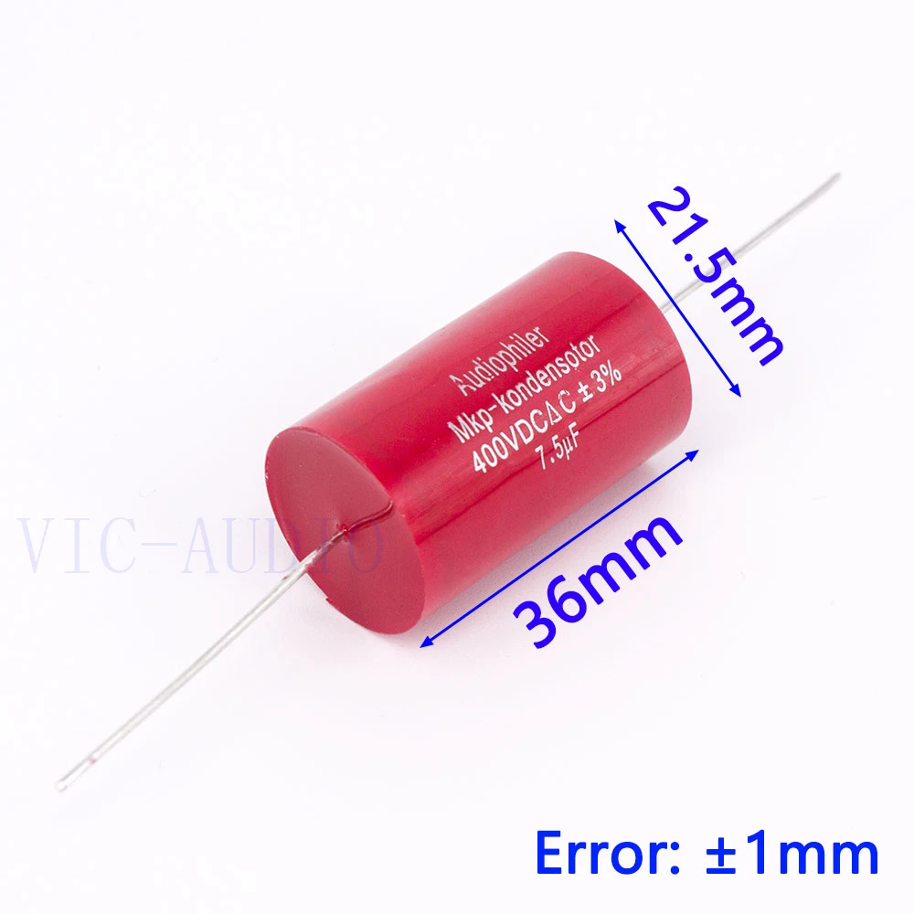 Audiophiler Mkp Capacitor 7.5uf 400VDC 3% HIFI Fever Electrodeless Capacitor Audio Capacitor Coupling Frequency Dividing 7.5uf