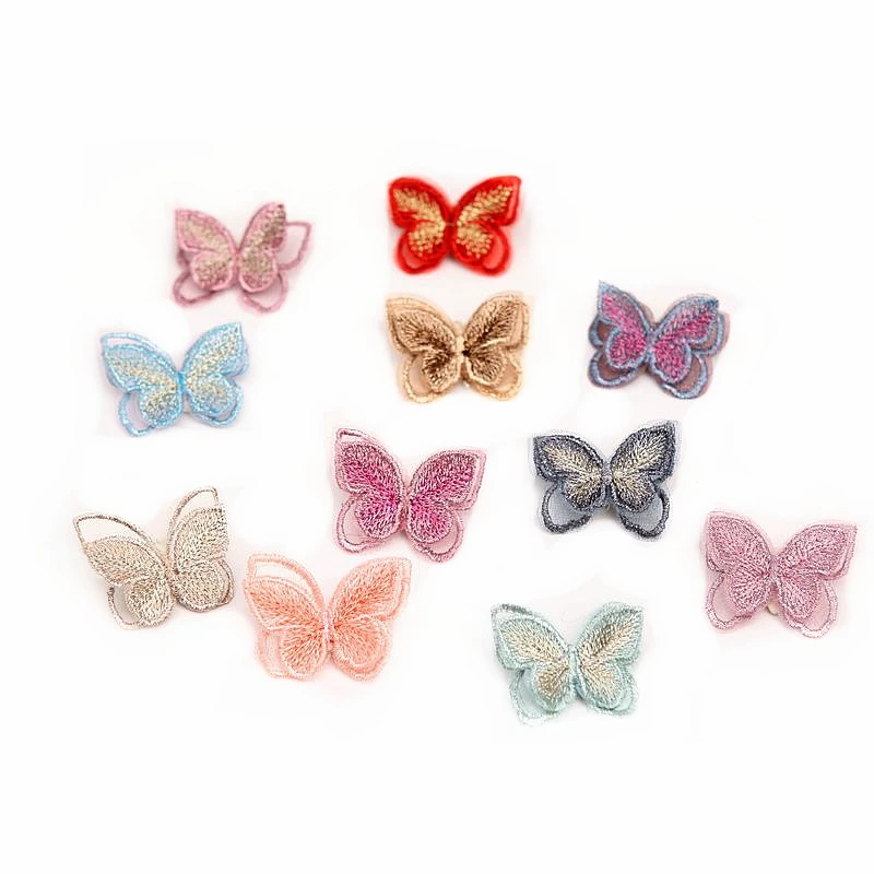 

20pcs Double Layers Organdy Butterfly Patch Embroidery Cloth Stickers Bride Veil Accessories Sew On Patch For Clothes