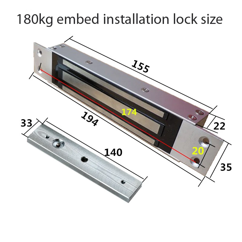 Imagem -05 - Fechadura Magnética Personalizável Vária Força de Retenção Abridor de Porta Superfície Montada Escondida Impermeável Tempo de Atraso 24v dc 12v 180kg