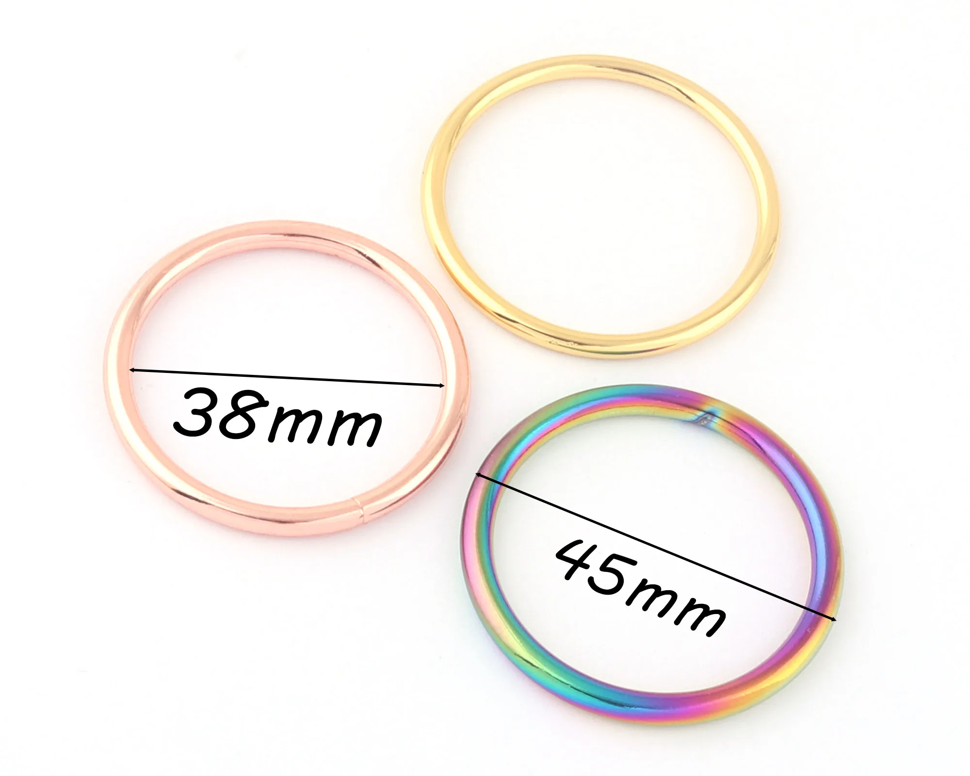 38mm Rainbow Metal Loops Round O Ring Welded Formed Strap Buckle Ring Making Handbag Purse Bag Webbing For Hardware Supplies