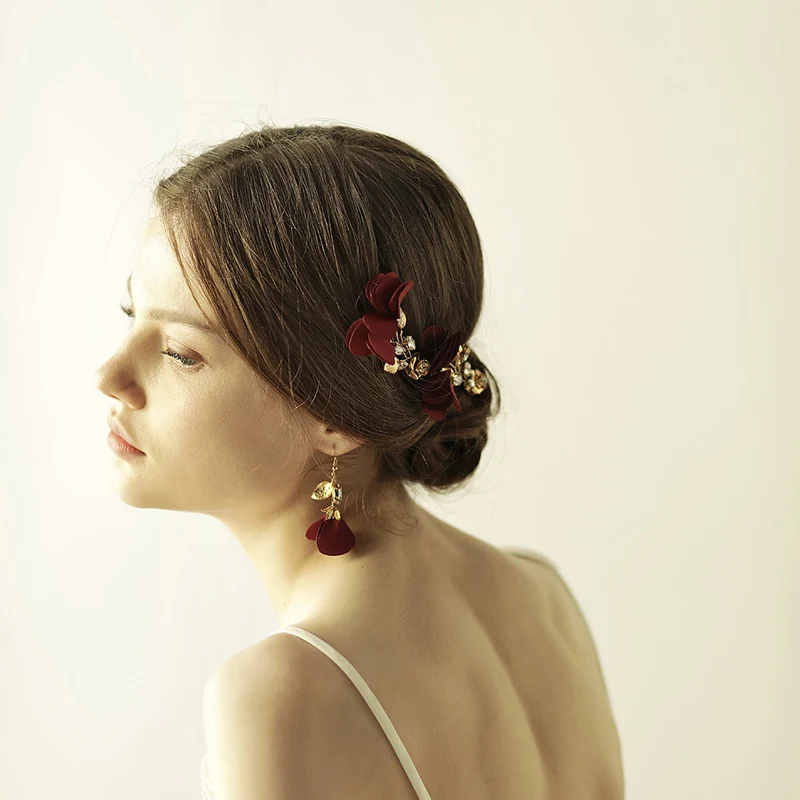 Prendedores de cabelo com flores e laços, acessórios para casamento feminino