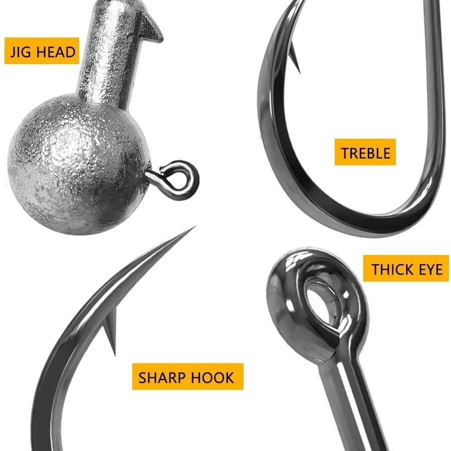 1g 2g 3g 4g 5g 10g 20g 22g 25g 28g Coating High Carbon Stainless Head Hook Jig Bait Fishing Hooks For Soft Lure Fishing