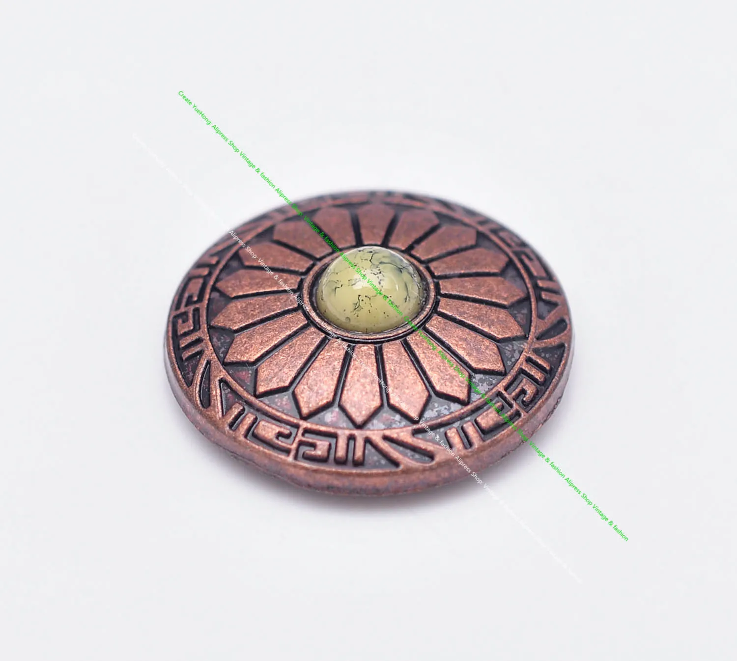 10pcs 30mm Antique Copper Sun Flower Beige Turquoise Leathercraft Belt Accessories Wallet Case Conchos For leather Screwback