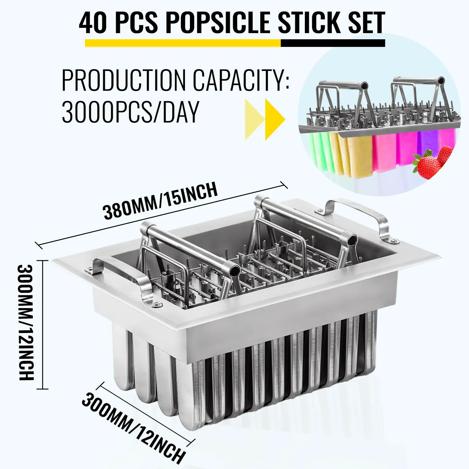VEVOR 40 قطعة ماكينة صنع الآيس كريم الكهربائية مع ضاغط الثلاجة آلة المصاصة الفولاذ المقاوم للصدأ الزبادي الحليب التجاري