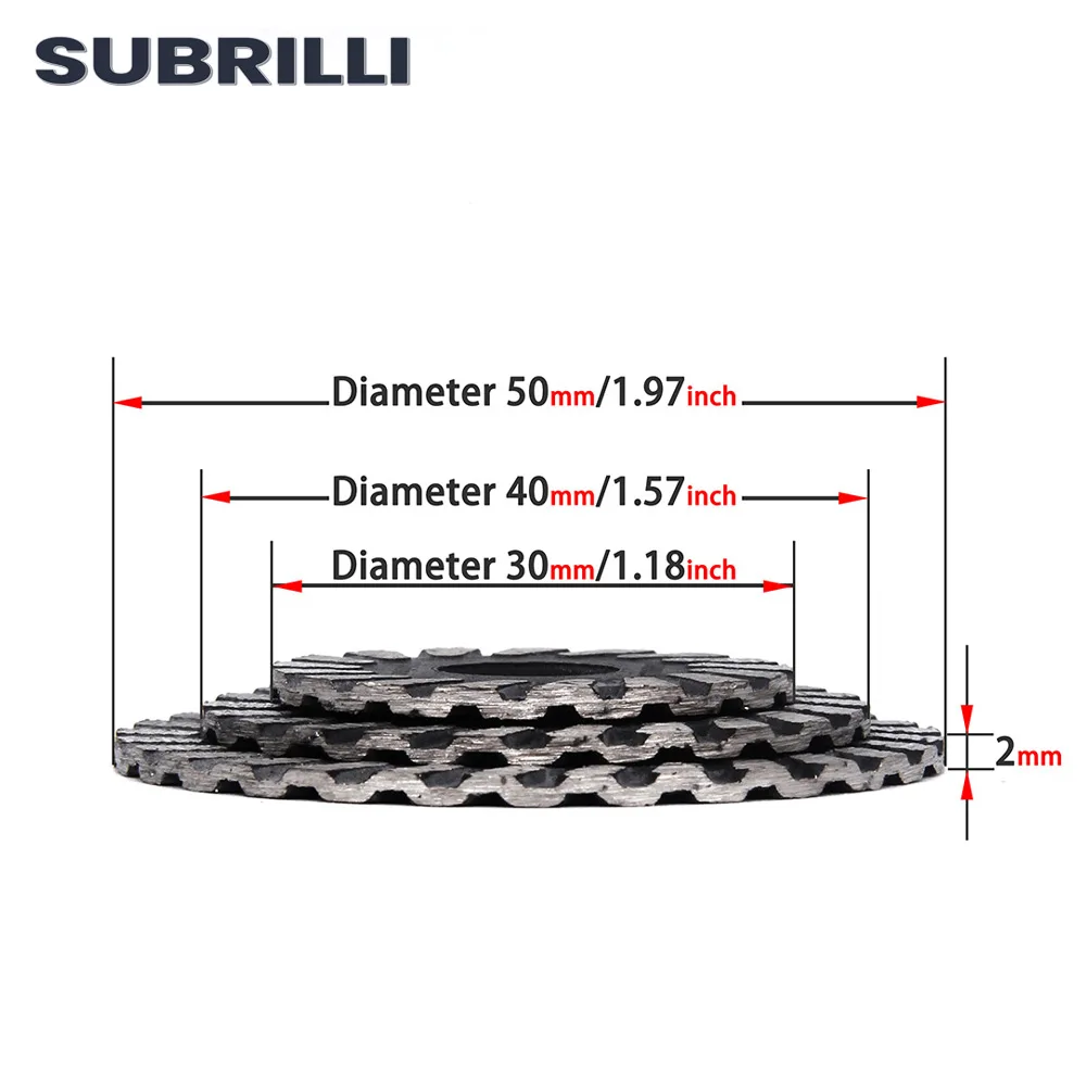 Imagem -04 - Subrilli-lâmina de Serra de Corte de Diamante 30 mm 40 mm 50 mm Gravação Disco de Corte para Mármore Concreto Granito Pedra Azulejo M14 811