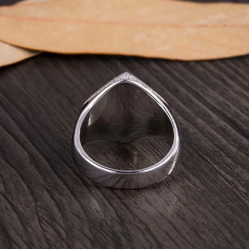 BOCAI New Vintage Inlaid Gemstone Men\'s Ring Real 925 Silver Jewelry  Fashion Simple Black Diamond Shaped Epoxy Birthday Gift
