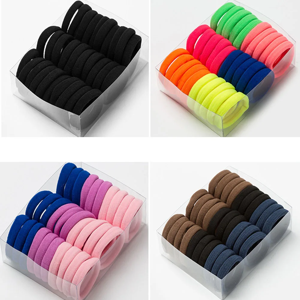 30pcs/Set Women Girls 4CM Colorful Nylon Elastic Hair Bands Ponytail Holder Rubber Bands Scrunchie Headband Hair Accessories