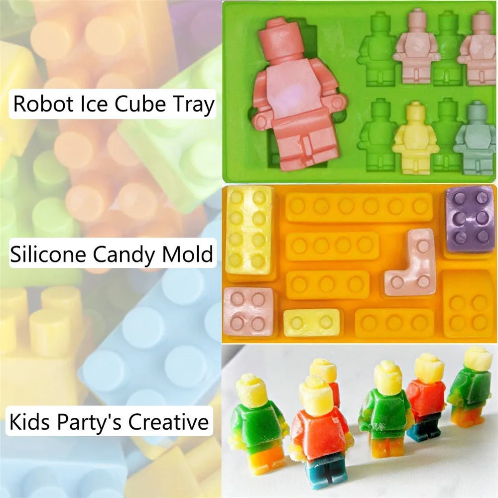 1PC Silicone Cake Mold 3d Robot Molds Building Brick Chocolate Mold Candy Bar Moulds Baking Dishes Pastries Cake Decoration Tool