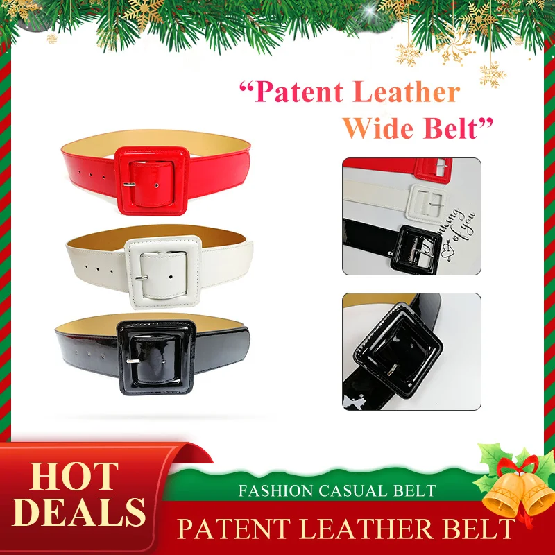 

1 Pc Fashion Plus Size Belt Wide Big Shiny Patent Leather Belts For Women Red Waist Black Femme Taille Riem High Quality 2020