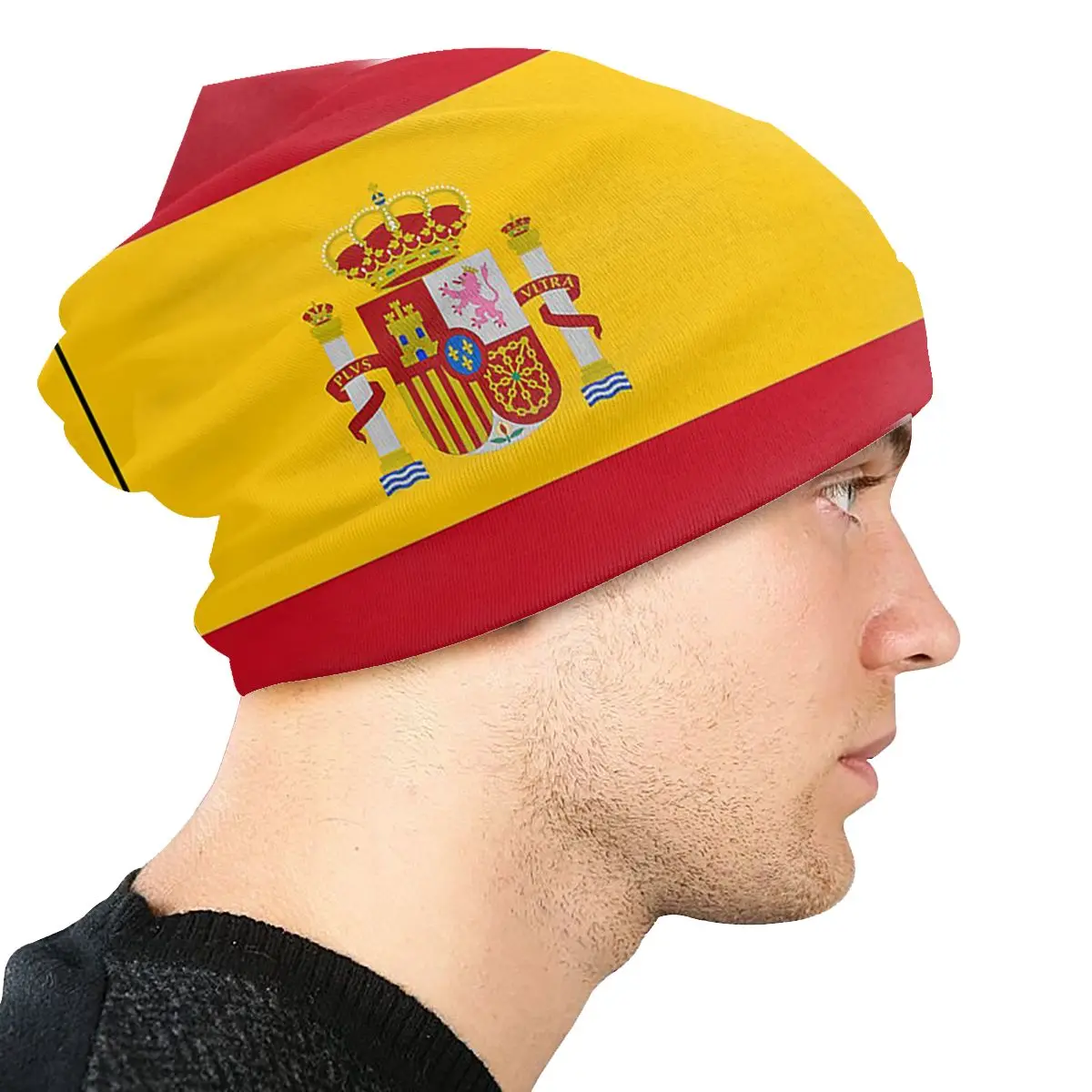 Flag Of Spain Bonnet Hats Knitting Hats Hip Hop Street Skullies Beanies Hat Unisex Spring Warm Dual-use Caps