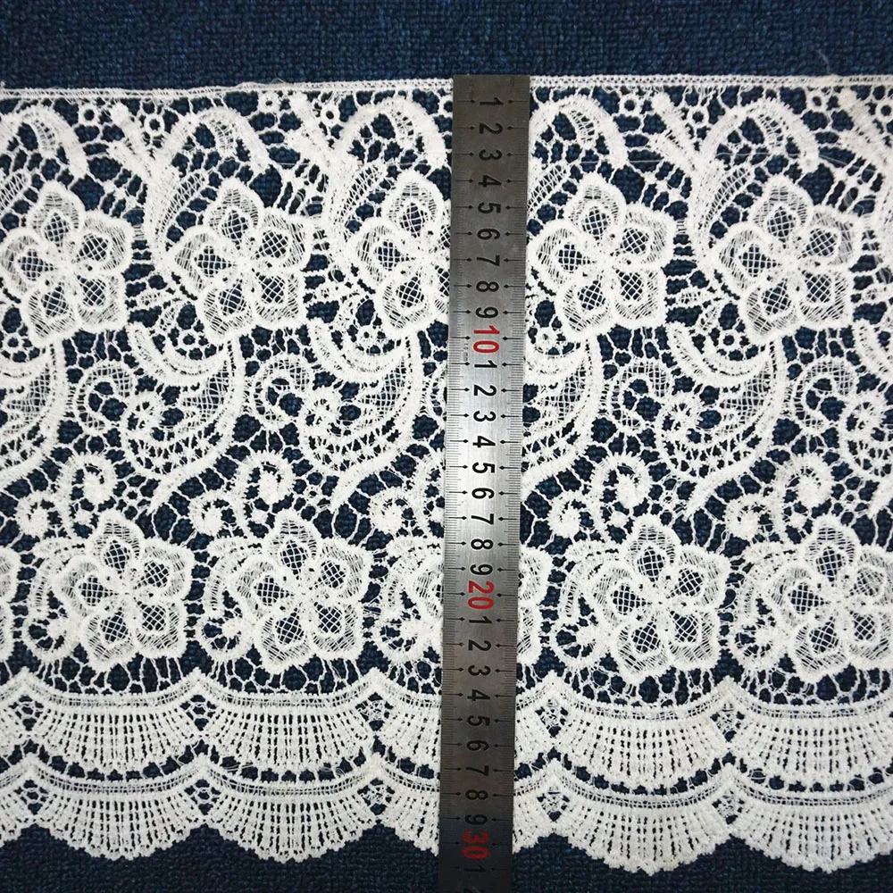 Tela africana bordada de seda de leche con encaje de estrella de cinco puntas, accesorios de ropa, falda, Soluble en agua moldura de costura, 30cm, 150 yardas, 2021