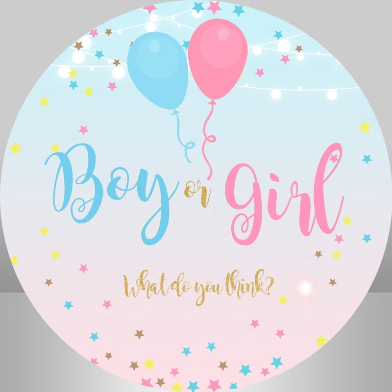 Boy or Girl Baby Shower Round Background Circle Photo Backdrop Gender Real Party Decoration Dessert Table Banner Photo Studio