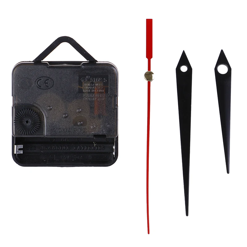 1 Set DIY Silent Wall Clock Quartz Needle Movement Black and Red Hands Replacement Part Repair Kit Tool Set Clock Mechanism