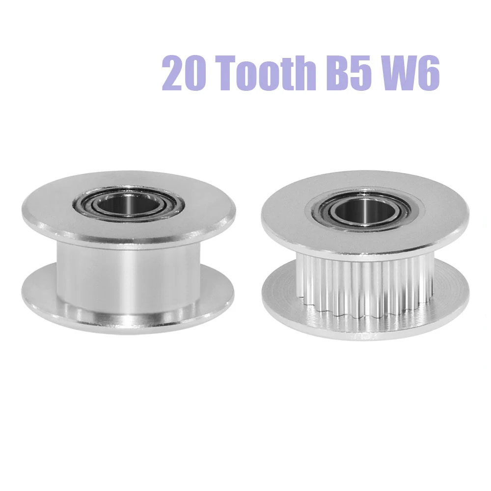 2GT 20 Teeth Ldler Bore 5mm & Width 6mm With Teeth Or Without Teeth For GT2 Timing Belt Black Color Synchronous Pulley Wheel