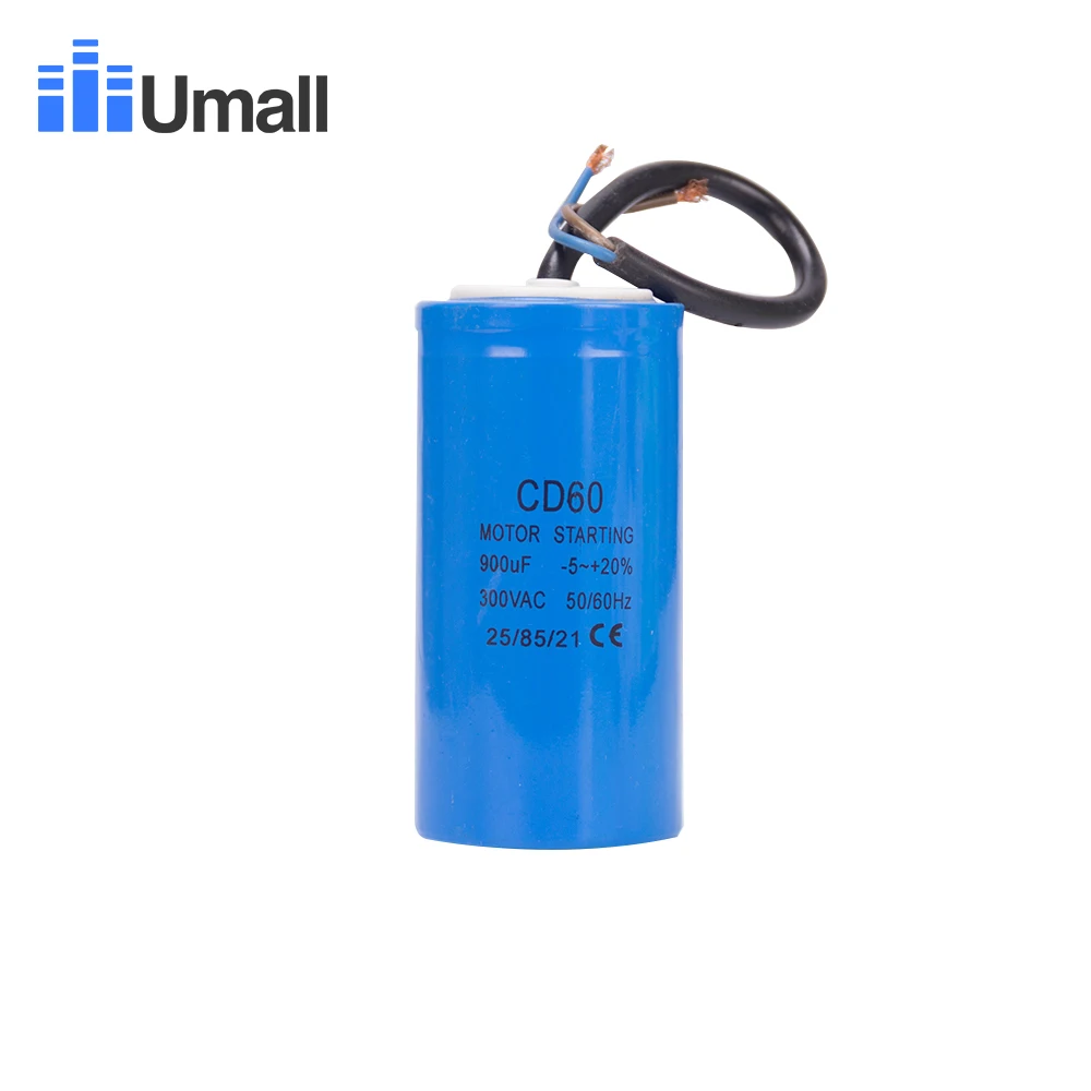 CD60 900UF 300V AC Starting Capacitor For Heavy Duty Electric Motor Air Compressor Two Wires