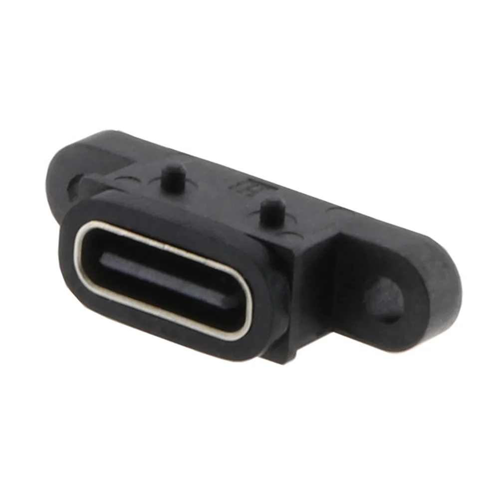 TYPE C 2 Pin Waterproof Female USB C Socket Port With Screw Hole Fast Charge Charging Interface 180 degree USB Connector