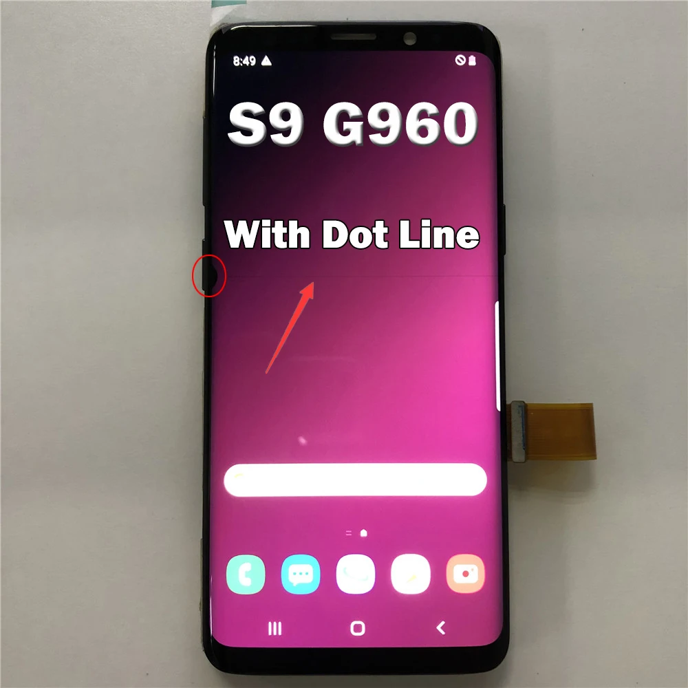 Same as picture Defect but work AMOLED Line dot For Samsung S9 G960 G960F Lcd Display Touch Screen Digitizer No Frame