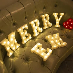 LED Letter Lights 3D Night Lamp 26 Alphabet A-Z LED Warm Light Sign for New Year Birthday Party Valentine's Day Home Decoration