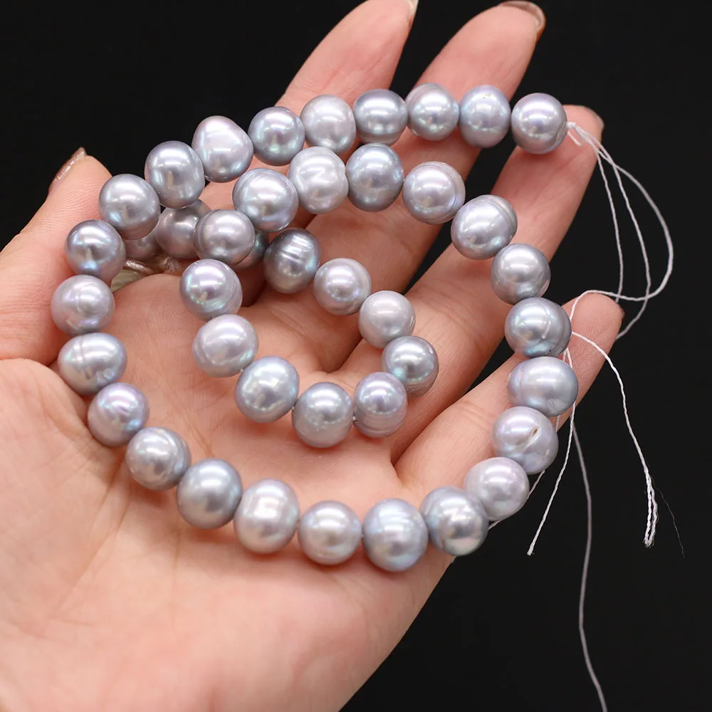 Natural Fresh Water Punch Pearl Gray Beads 10-11mm DIY for Jewelry Making Necklaces Accessories Bracelet Earrings Gift 36cm