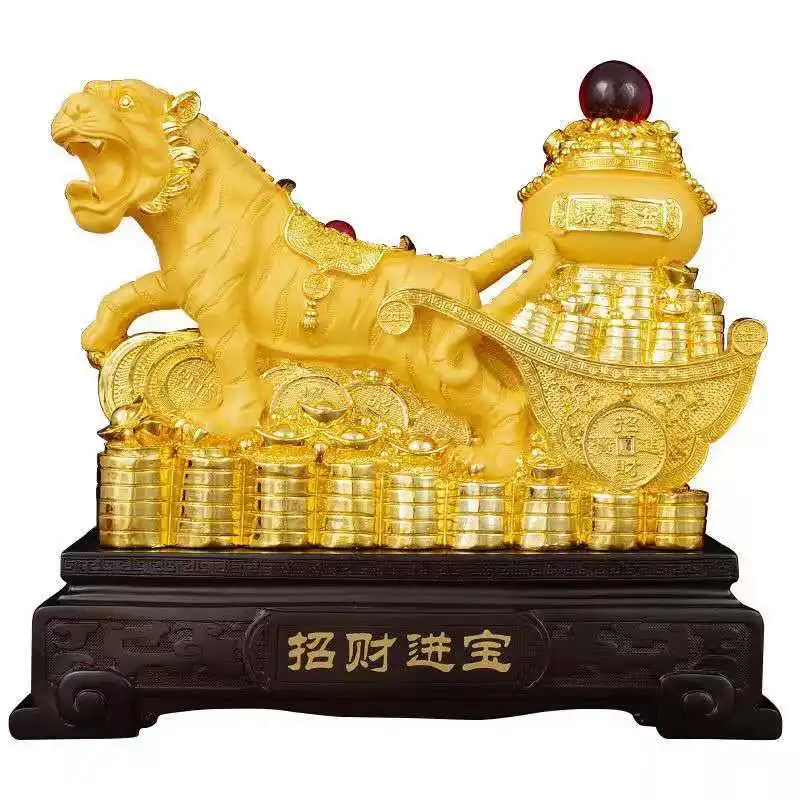 New Feng Shui resin golden Tiger statue Home decoration accessories zodiac tiger home decor Office,hotel decor year of the tiger