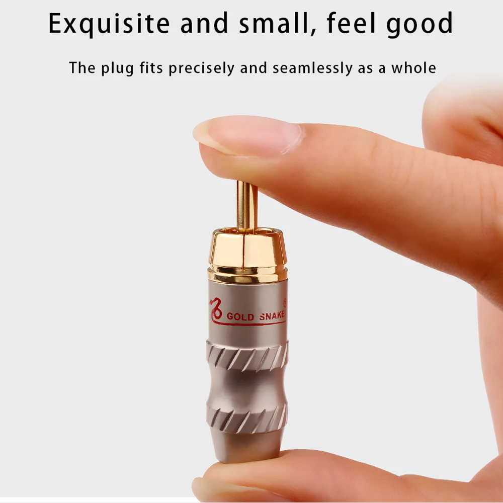 YYAUDIO-Cable de Audio para altavoz, conector macho de 4 piezas, serpiente, chapado en oro, de cobre, ajustable, con cerradura