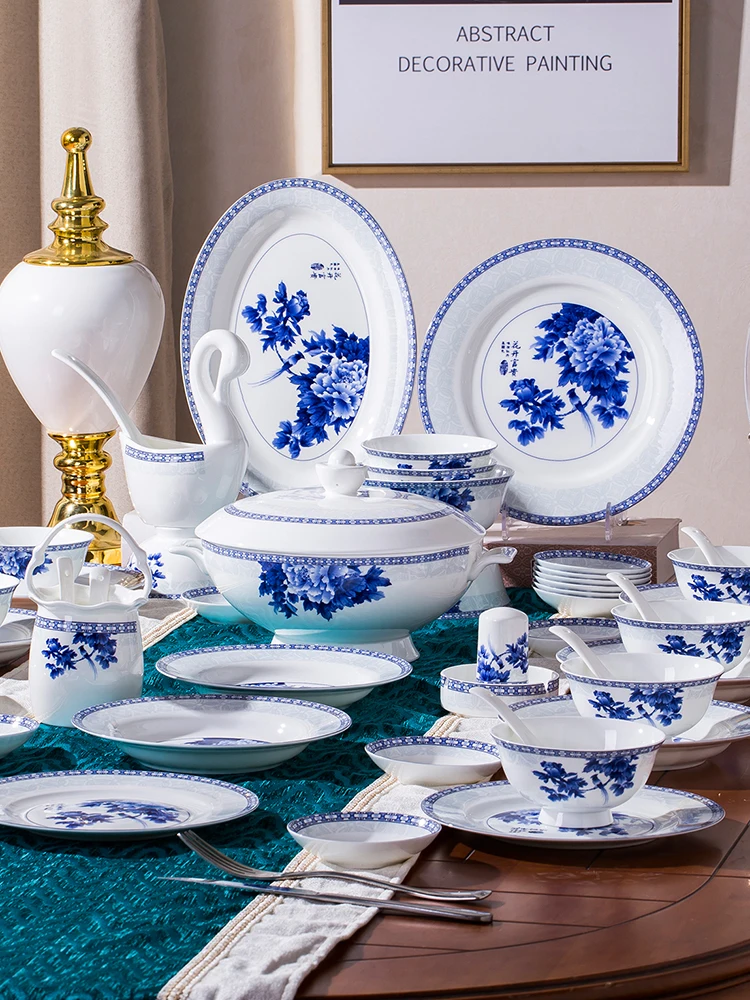 Guci Tableware glaze Jingdezhen 56 PIECES bone china tableware sets Edinburgh wedding gifts housewarming glaze