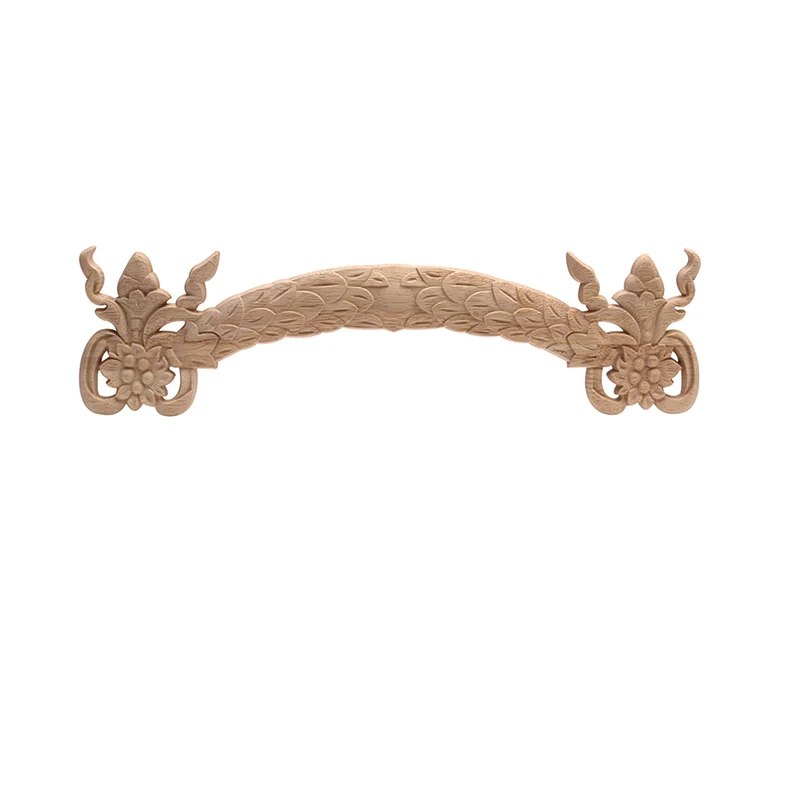 European-style Wood Carving Decal Solid Wood Furniture Decorative Accessories Door Heart Long Flower Pieces Wholesale and Retail