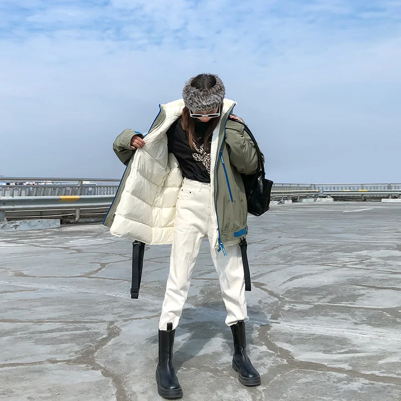 Streetwear Jas Winter Mode Hooded White Duck Down Jassen Vrouwen Veer Parka Down Jas Casual Dikke Puffer Sneeuw Slijtage Jas