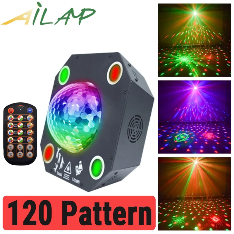 

120 pattern dmx laser projector stage light colorful stobe light disco dj ktv professional lighting sound activated laser lights