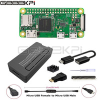 Plastic Case Kit Black Case Shell Cover Enclosure Kit for Raspberry Pi Zero W With GPIO Connector Heatsink HDMI to HDMI Adapter