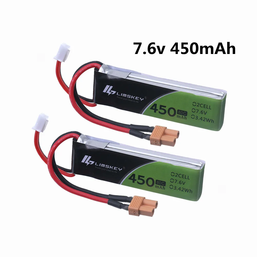 7.6V 2S 450Mah 80C/160C Lipo Battery XT30 Plug for iFlight CineBee Happymodel Crux3 BetaFPV FPV Racing Drone