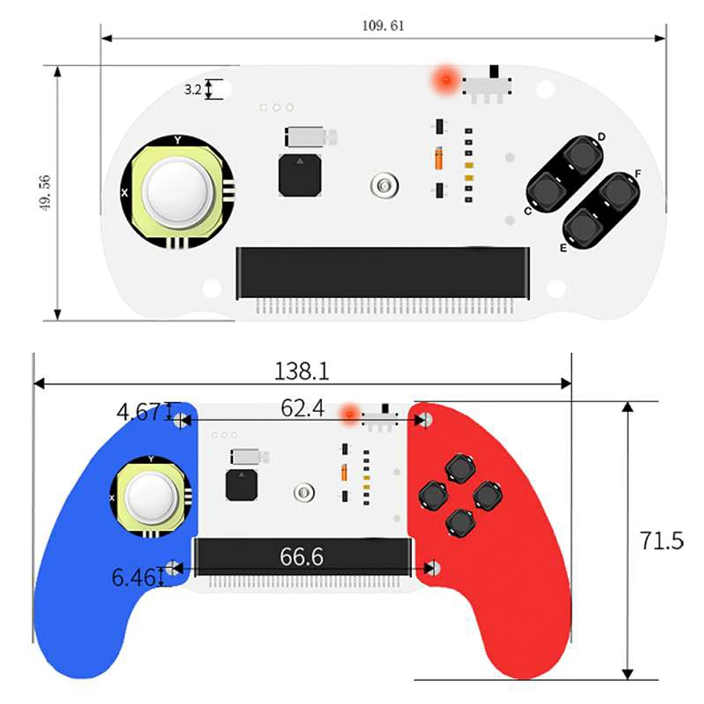 Joystick: scheda di gioco del telecomando bit V2 (senza impugnatura in acrilico) per cicalino integrato micro:bit e motore a vibrazione