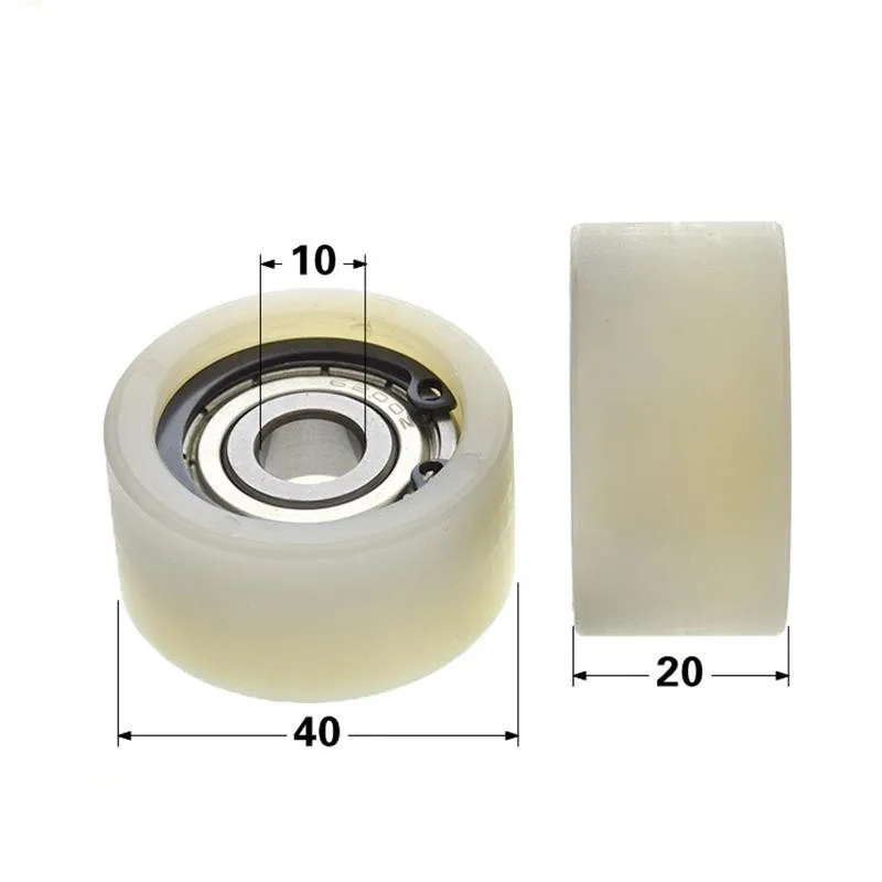 10pcs/40pcs 10*40*20mm Flat Roller 6200ZZ 6200 Bearing Nylon Plastic Coated Pulley Guide Wheel 10x40x20mm