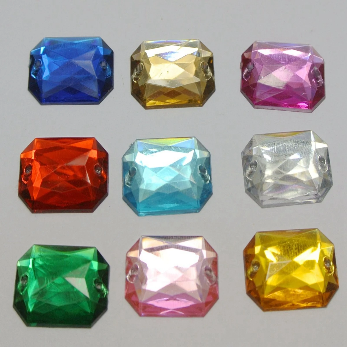 100 Flatback Acrylic Rectangle Sewing Rhinestone Gem Button 13X18mm Sew on beads