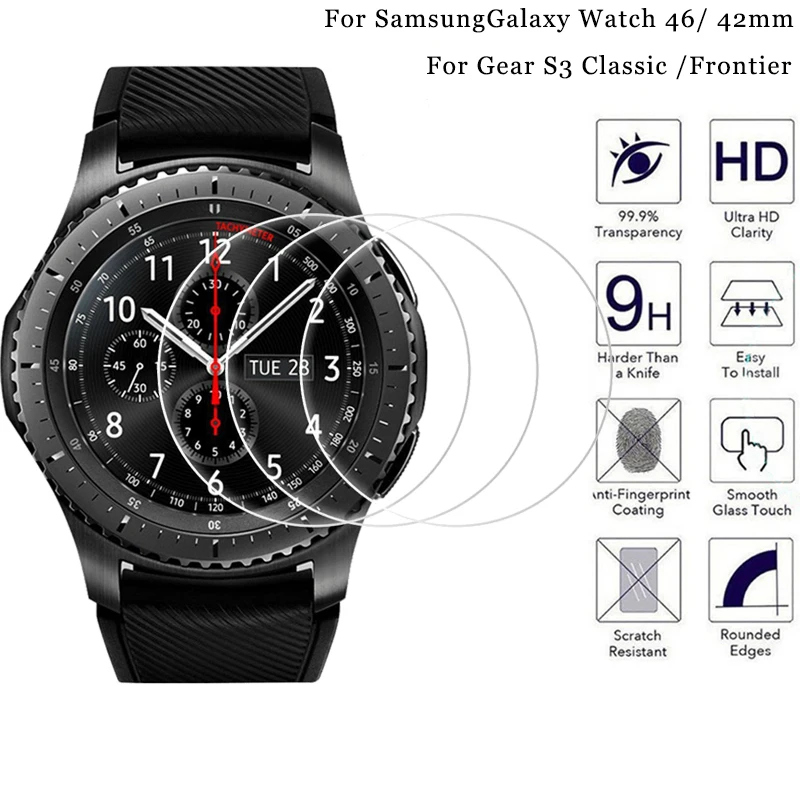 For Samsung Galaxy Watch 46 42mm for Samsung Gear S3 Classic Frontier 9H Tempered Glass Screen Protectors Anti Scrach Film