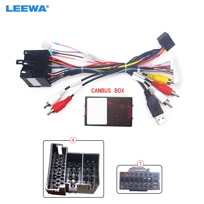 

LEEWA Car Radio 16PIN Android Power Calbe With Canbus Box For KIA Sorento Cerato Audio Wiring Harness Adapter #CA6519