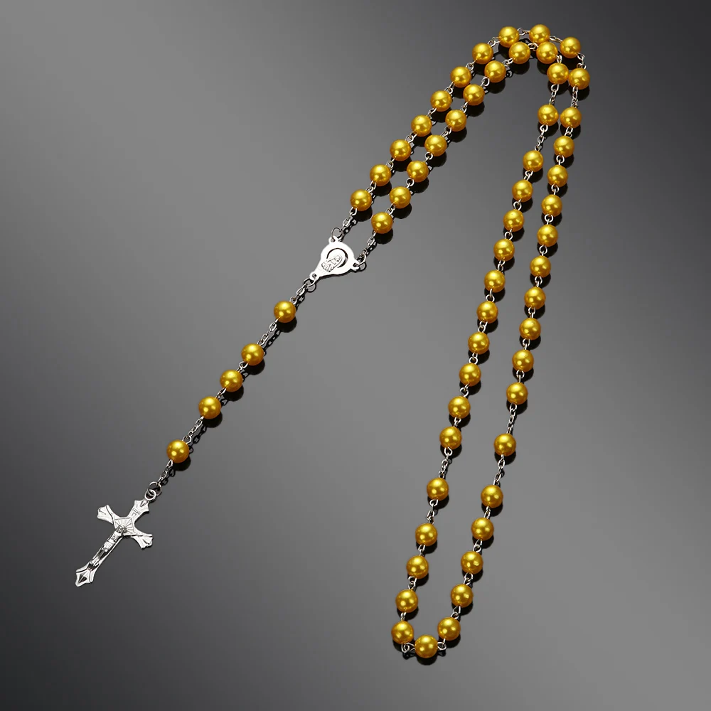عقد صليب كاثوليكي عتيق ، خرز مسبحة متقاطعة ، خرز كريستالي دائري ، قلادة دينية ، هدية مجوهرات #3