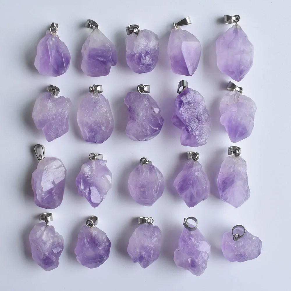 

New jewelry hot selling Natural stone amethysts Irregular shape pendants for jewelry making 24pcs/lot wholesale free shipping