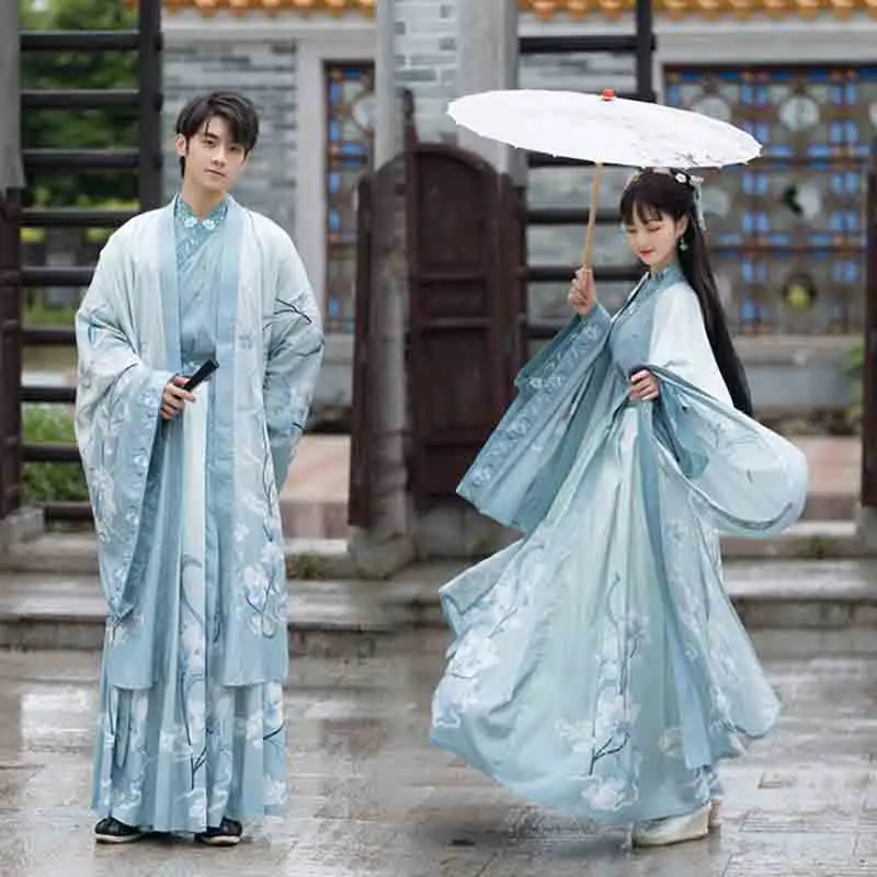 Hanfu Couples Chinese Ancient Traditional Hanfu Men&Women Adult Cosplay Costume Hanfu Dress Green For Men&Women Plus Size 3XL