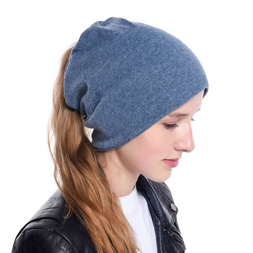 GKGJ Women Autumn Hat Winter Beanie Hat for Women Beanie with Hair Hole Ponytail Beanie Winter Hats For Running Sport