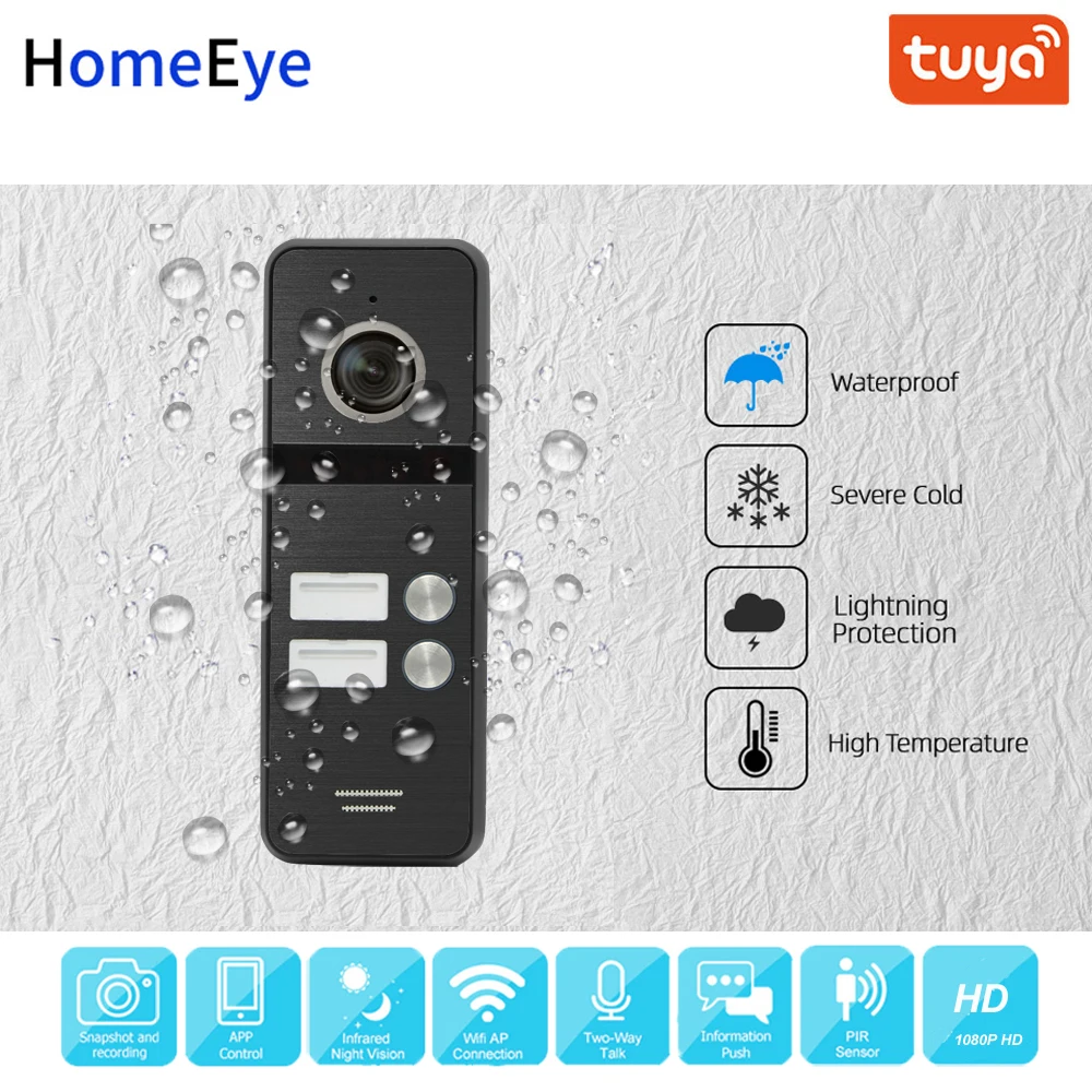 AHD 1080P WiFi IP Video Tür Telefon Video Intercom Startseite Access Control System für 2 Wohnung Tuya APP Remote control Türklingel