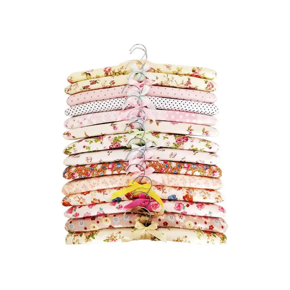 5pcs Colorful Blossom Sponge Padded Clothes Hanger Dress Cotton Coat Hangers Skid Suit Satin Hangers Resistance Rack Clothe T0B5