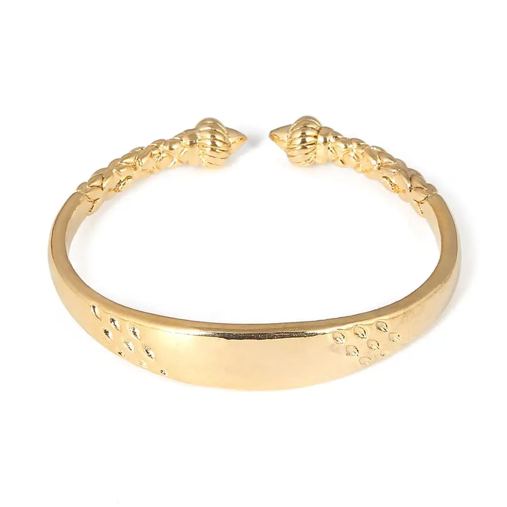 Ethiopian Gold Color Opening Embossing Bangles Trendy Women Bangles Jewelry